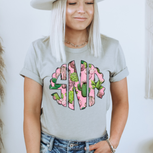 PINK CACTUS MONOGRAM - CUSTOM TRANSFER