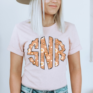 ORANGE FLOWERS MONOGRAM - CUSTOM TRANSFER