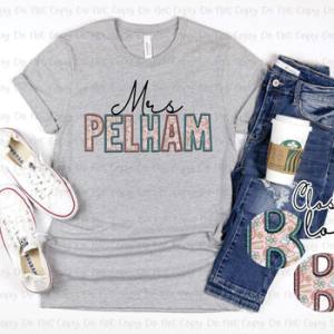 TEACHER NAME - FAUX EMBROIDERY - CUSTOM TRANSFER