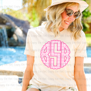 PINK GINGHAM MONOGRAM - CUSTOM TRANSFER