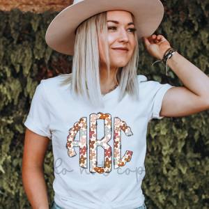 SPRING FLOWERS MONOGRAM - CUSTOM TRANSFER