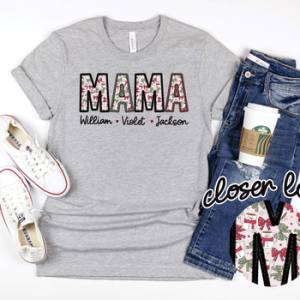 RED & GREEN CHRISTMAS TITLE W/ KIDS NAMES - FAUX EMBROIDERY - CUSTOM TRANSFER