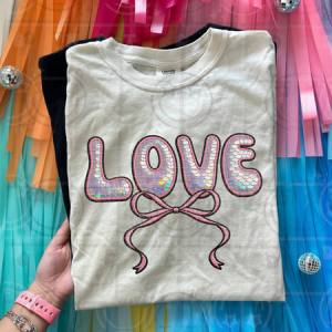 LOVE SEQUIN BOW - DTF TRANSFER