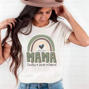 MAMA GREEN RAINBOW W/ NAMES & YEAR - CUSTOM TRANSFER