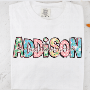 SPRING FLOWERS NAME W/ KNOCKOUT - CUSTOM TRANSFER