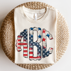 AMERICAN FLAG W/ STARS MONOGRAM - CUSTOM TRANSFER