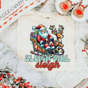 SLEIGH GIRL SLEIGH - FAUX RHINESTONES - DTF TRANSFER