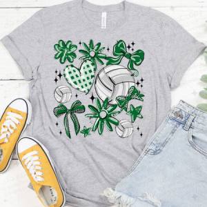 COQUETTE VOLLEYBALL DOODLE - KELLY GREEN - DTF TRANSFER