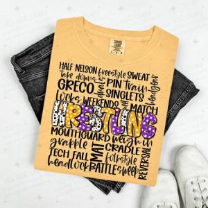 WRESTLING DOODLE - PURPLE/YELLOW - DTF TRANSFER
