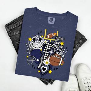 RETRO FOOTBALL - NAVY BLUE/BLACK/GREY - DTF TRANSFER