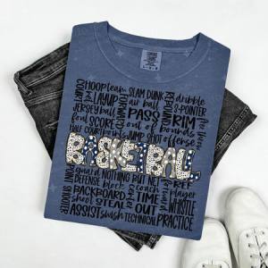 BASKETBALL - NAVY BLUE/GREY - DTF TRANSFER