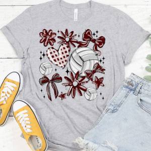 COQUETTE VOLLEYBALL DOODLE - MAROON - DTF TRANSFER