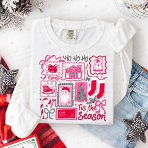 COQUETTE PINK CHRISTMAS DOODLE - DTF TRANSFER