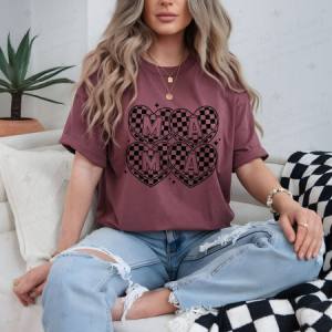 MAMA CHECKERED HEARTS - DTF TRANSFER