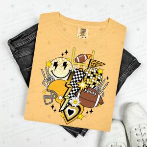 RETRO FOOTBALL - BLACK/YELLOW - DTF TRANSFER