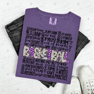 BASKETBALL -PURPLE/GREY - DTF TRANSFER