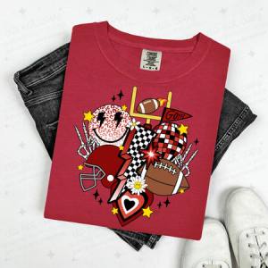 RETRO FOOTBALL - BLACK/MAROON - DTF TRANSFER