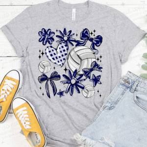 COQUETTE VOLLEYBALL DOODLE - NAVY BLUE - DTF TRANSFER