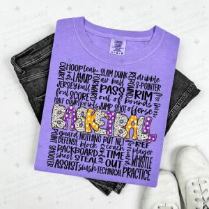 BASKETBALL -PURPLE/YELLOW - DTF TRANSFER