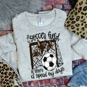 ALL THE SOCCER FIELD IS WHERE I SPEND MY DAYS - BROWN - DTF TRANSFER
