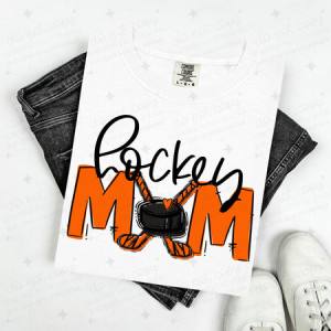 HOCKEY MOM - ORANGE/NO FLOWER - DTF TRANSFER