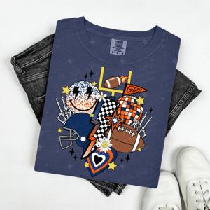 RETRO FOOTBALL - NAVY BLUE/ORANGE - DTF TRANSFER