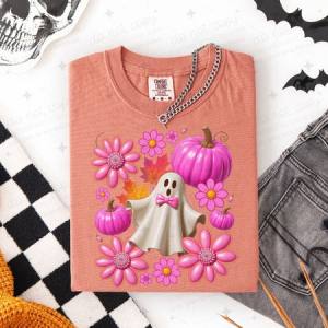 COQUETTE PASTEL FLORAL GHOST AND PUMPKINS - DTF TRANSFER