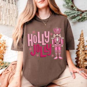 HOLLY JOLLY - FAUX SEQUIN/FAUX RHINESTONES - DTF TRANSFER