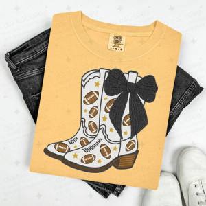 COQUETTE FOOTBALL BOOTS - BLACK W/FAUX GLITTER - DTF TRANSFER