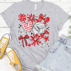 COQUETTE VOLLEYBALL DOODLE - RED - DTF TRANSFER