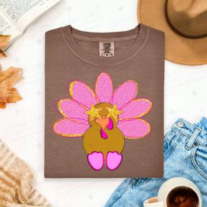 PREPPY TURKEY - FAUX GLITTER - DTF TRANSFER
