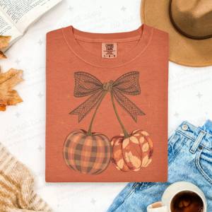 COQUETTE PUMPKIN CHERRY BOW - DTF TRANSFER