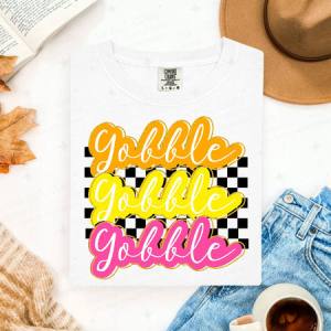 GOBBLE GOBBLE GOBBLE - FAUX GLITTER - DTF TRANSFER