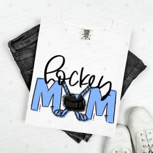HOCKEY MOM - COLUMBIA BLUE/NO FLOWER - DTF TRANSFER