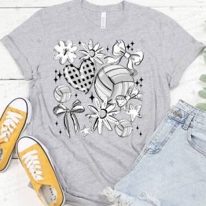 COQUETTE VOLLEYBALL DOODLE - WHITE - DTF TRANSFER