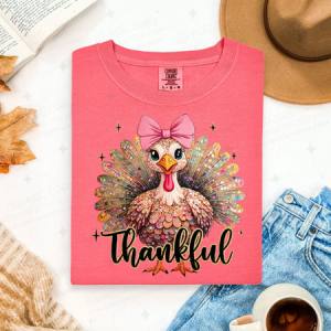 COQUETTE THANKFUL - FAUX GLITTER - DTF TRANSFER