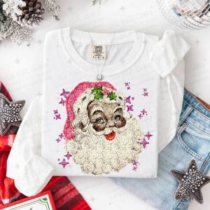 VINTAGE SANTA - FAUX SEQUIN - DTF TRANSFER