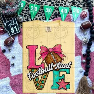 COQUETTE FOOTBALL LOVE NAMES - FAUX GLITTER - DTF TRANSFER