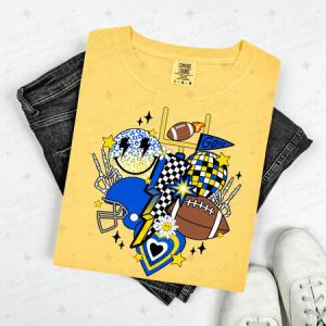 RETRO FOOTBALL - BLUE/YELLOW - DTF TRANSFER