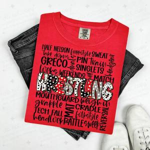 WRESTLING DOODLE - RED/BLACK/GREY - DTF TRANSFER