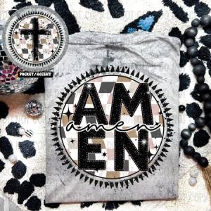 AMEN CHECKERED CIRCLE - FRONT+BACK - DTF TRANSFER