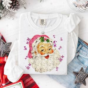 VINTAGE SANTA - FAUX SEQUIN - DTF TRANSFER