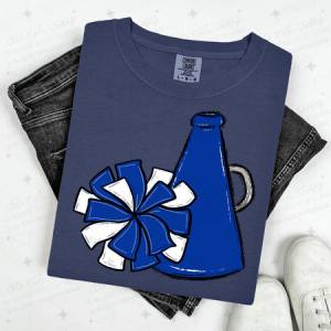 POMPOM & MEGAPHONE - ROYAL BLUE - DTF TRANSFER
