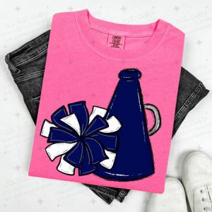 POMPOM & MEGAPHONE - NAVY BLUE - DTF TRANSFER