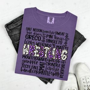 WRESTLING DOODLE - DARK PURPLE - DTF TRANSFER