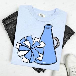 POMPOM & MEGAPHONE - COLUMBIA BLUE - DTF TRANSFER