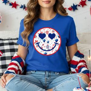 PATRIOTIC SMILEY FACE - DTF TRANSFER
