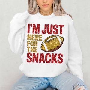 I'M JUST HERE FOR THE SNACKS - FAUX SEQUIN - DTF TRANSFER