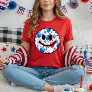PATRIOTIC SMILEY FACE - DTF TRANSFER