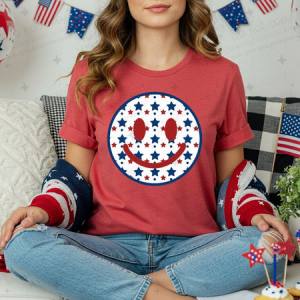 PATRIOTIC SMILEY FACE - DTF TRANSFER